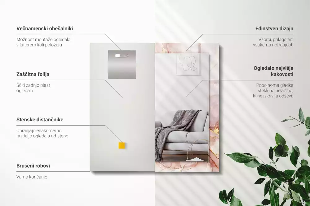 Obdélníkové dekorační zrcadlo Abstraktní akvarel umění