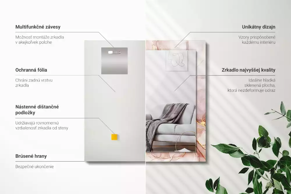 Obdélníkové dekorační zrcadlo Abstraktní akvarel umění