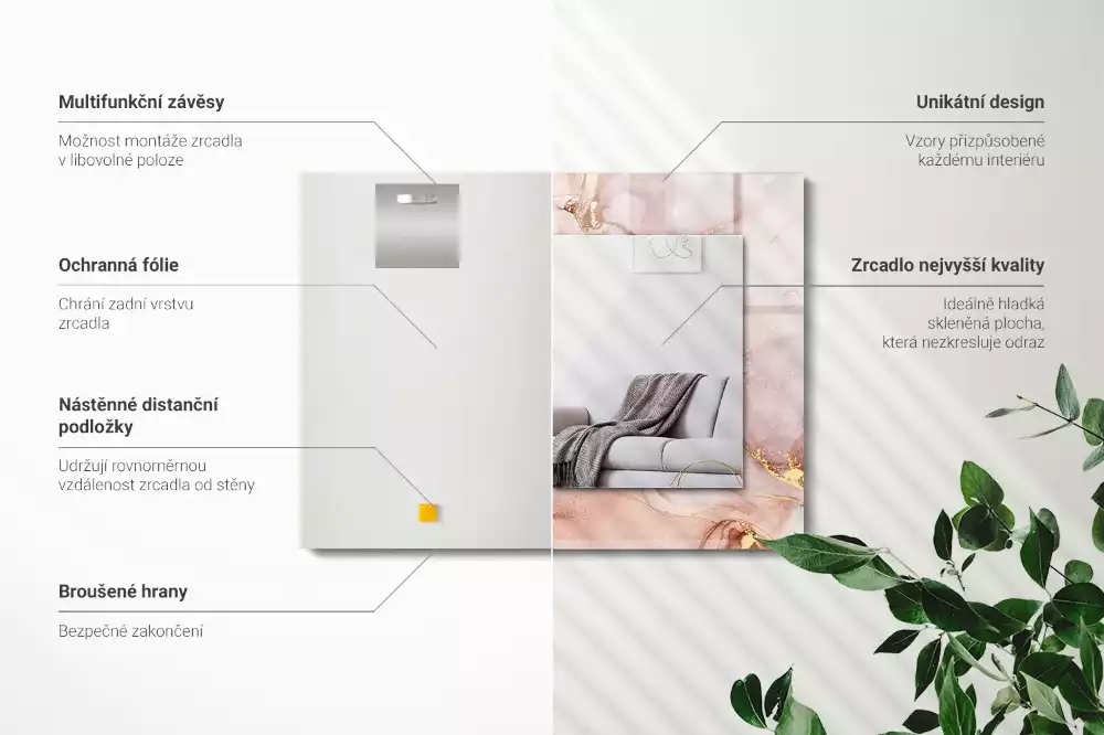 Obdélníkové dekorační zrcadlo Abstraktní akvarel umění
