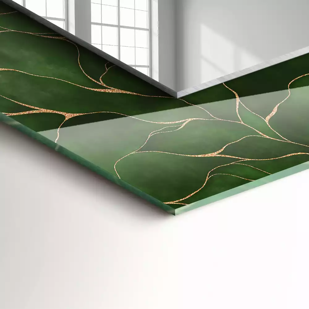 Obdélníkové dekorační zrcadlo Vzor zelené listy