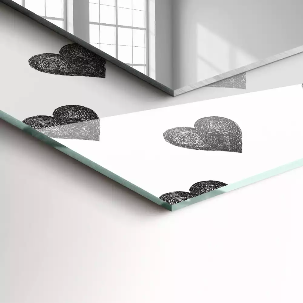 Obdélníkové dekorační zrcadlo Vzor černé srdce