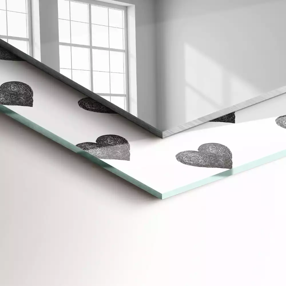 Obdélníkové dekorační zrcadlo Vzor černé srdce