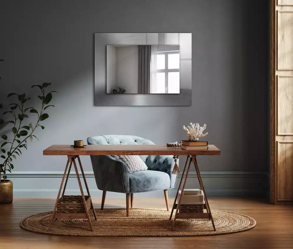 Obdélníkové dekorační zrcadlo Kulatý kovový povrch