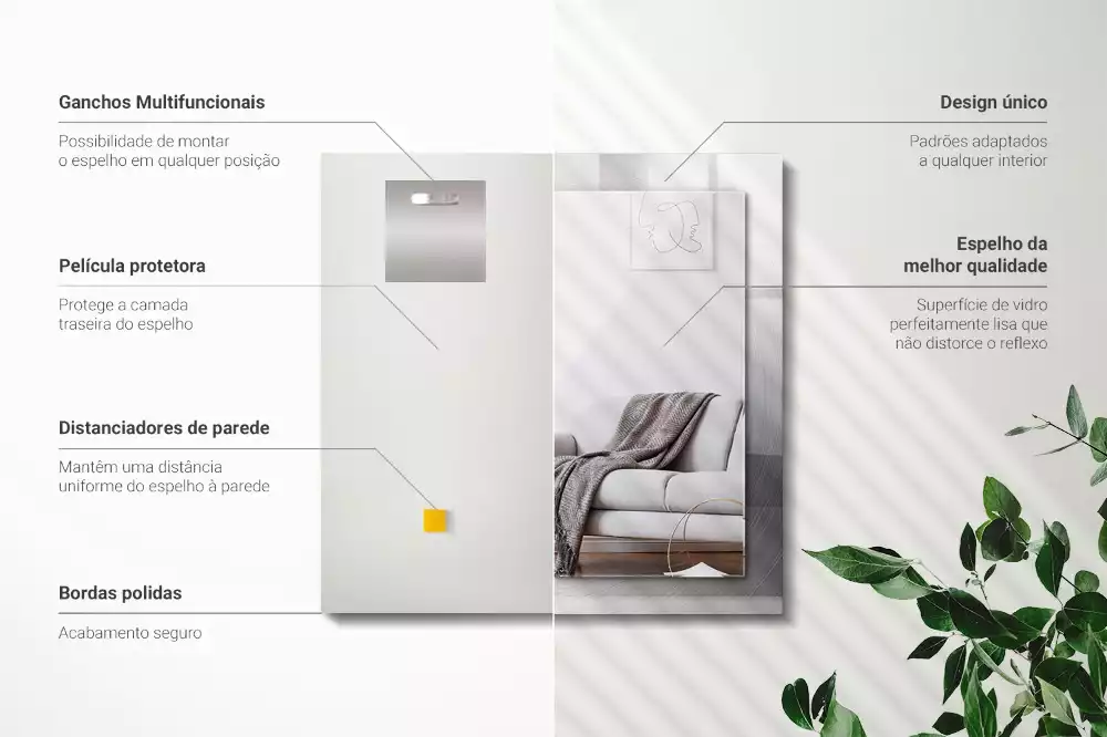 Obdélníkové dekorační zrcadlo Kulatý kovový povrch