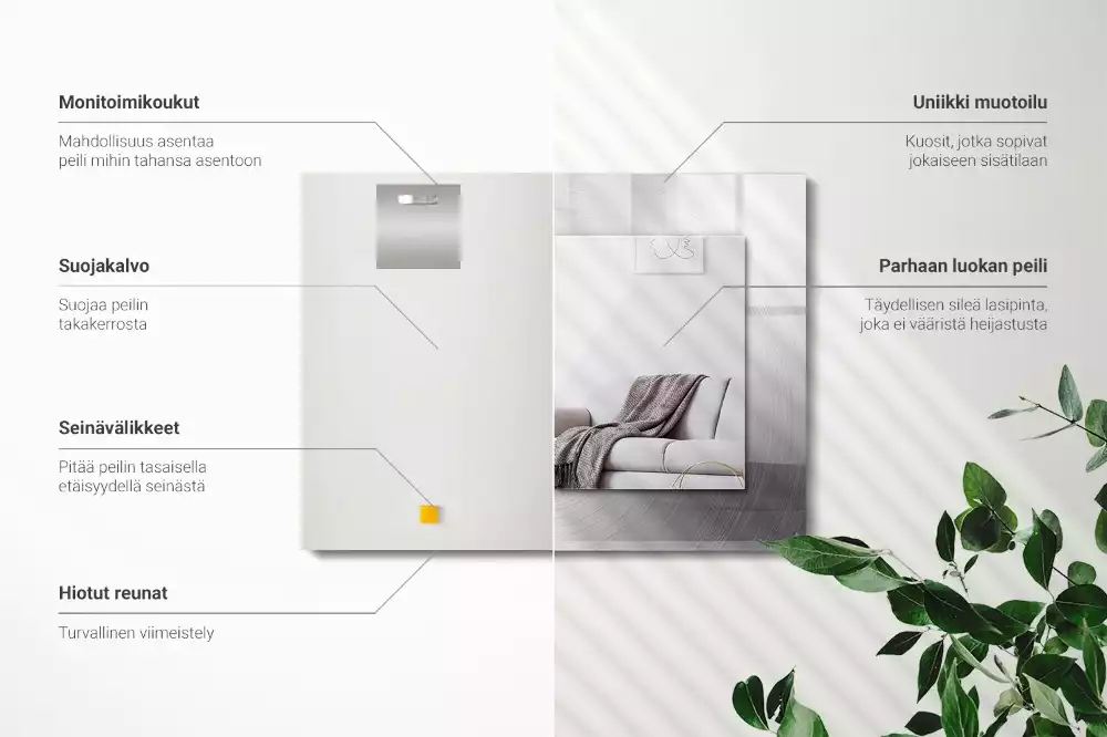 Obdélníkové dekorační zrcadlo Kulatý kovový povrch