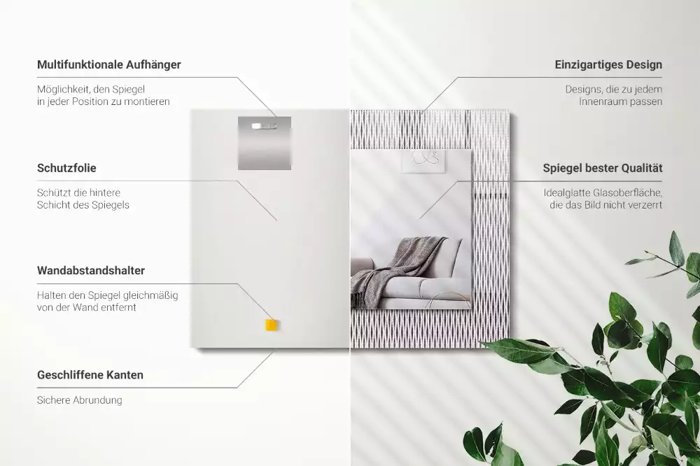 Obdélníkové dekorační zrcadlo Vzor textilní tkaniny