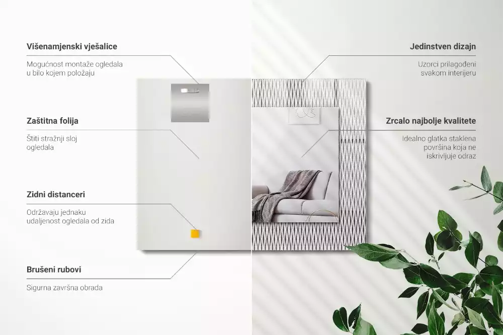 Obdélníkové dekorační zrcadlo Vzor textilní tkaniny