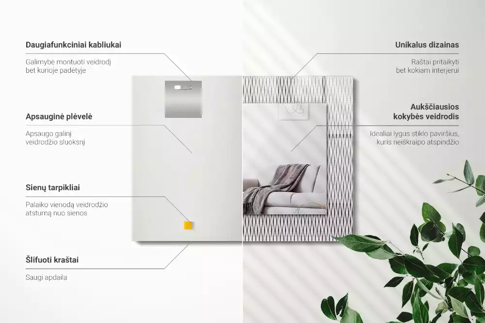 Obdélníkové dekorační zrcadlo Vzor textilní tkaniny