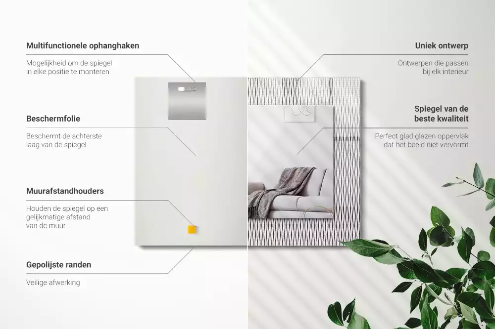 Obdélníkové dekorační zrcadlo Vzor textilní tkaniny