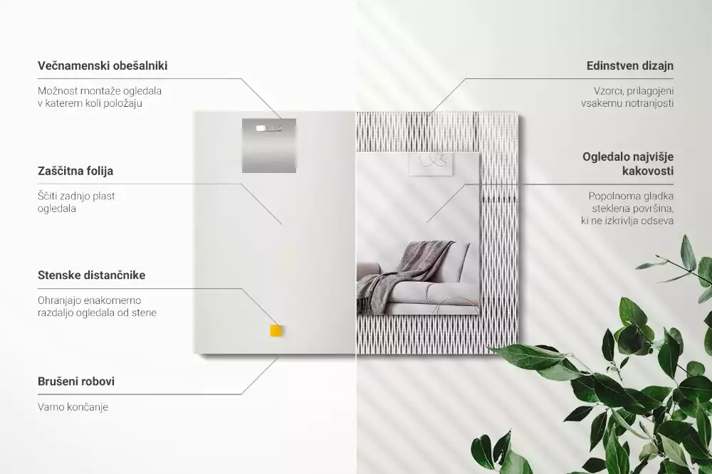 Obdélníkové dekorační zrcadlo Vzor textilní tkaniny