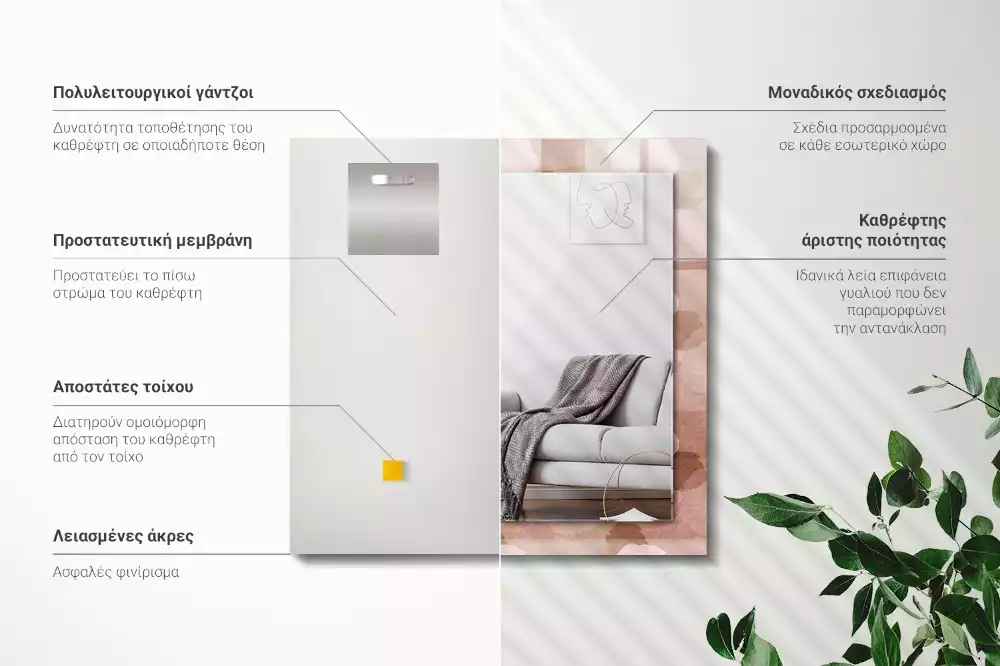 Obdélníkové dekorační zrcadlo Pivoňkové květy