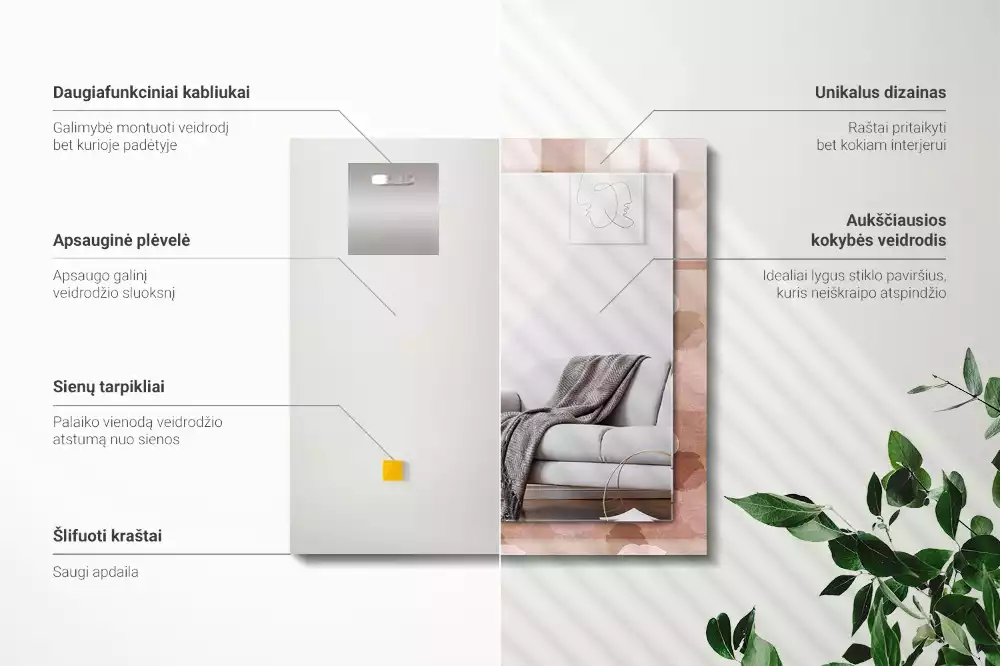 Obdélníkové dekorační zrcadlo Pivoňkové květy