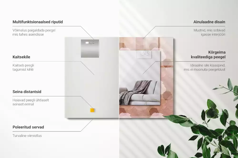 Obdélníkové dekorační zrcadlo Pivoňkové květy