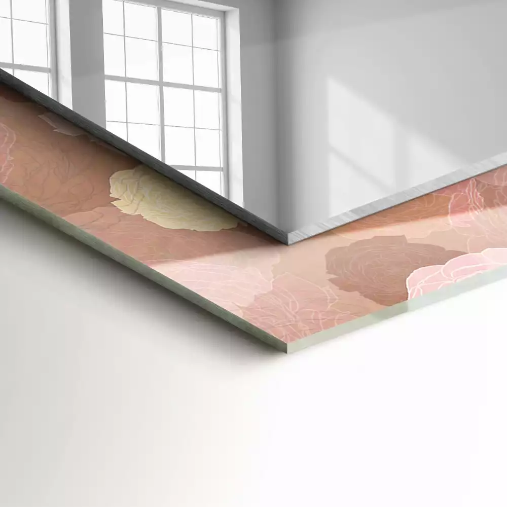 Obdélníkové dekorační zrcadlo Pivoňkové květy