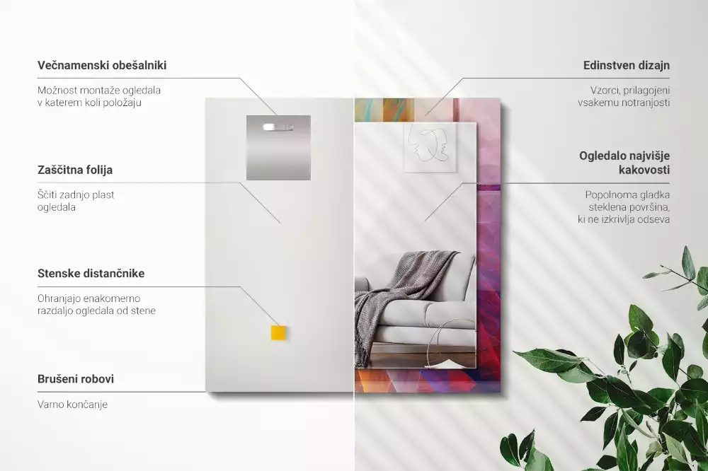 Obdélníkové dekorační zrcadlo Barevná abstraktní spirála