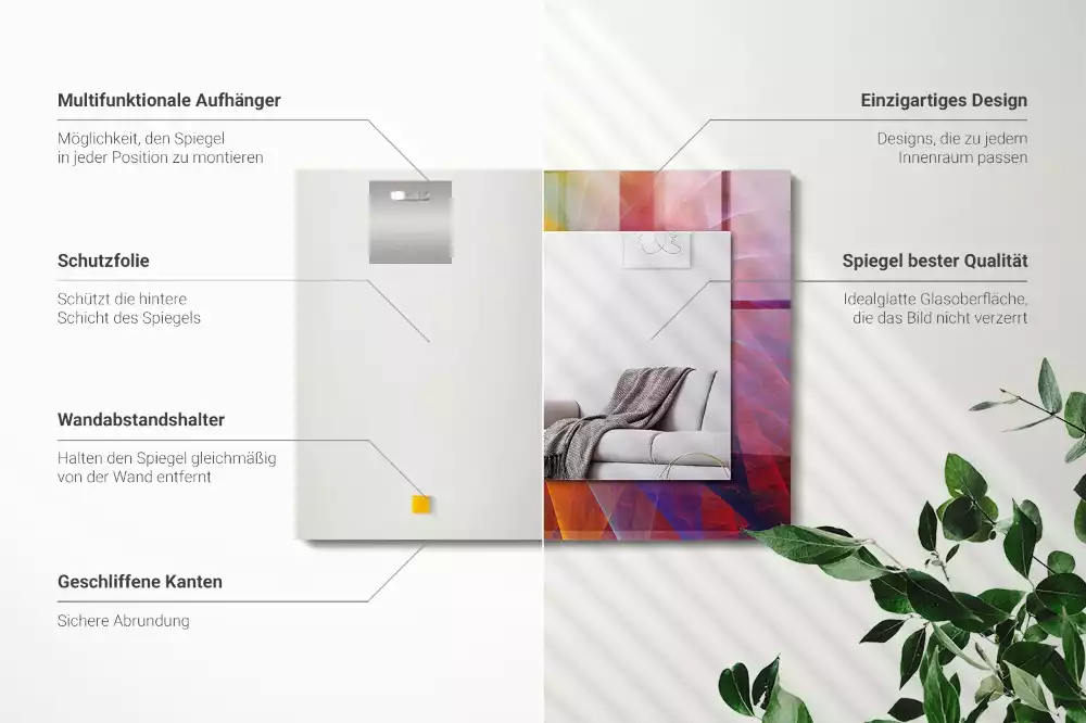 Obdélníkové dekorační zrcadlo Barevná abstraktní spirála