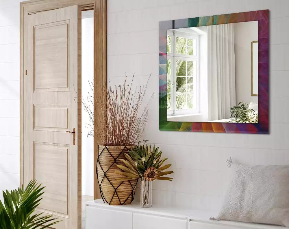 Obdélníkové dekorační zrcadlo Barevná abstraktní spirála