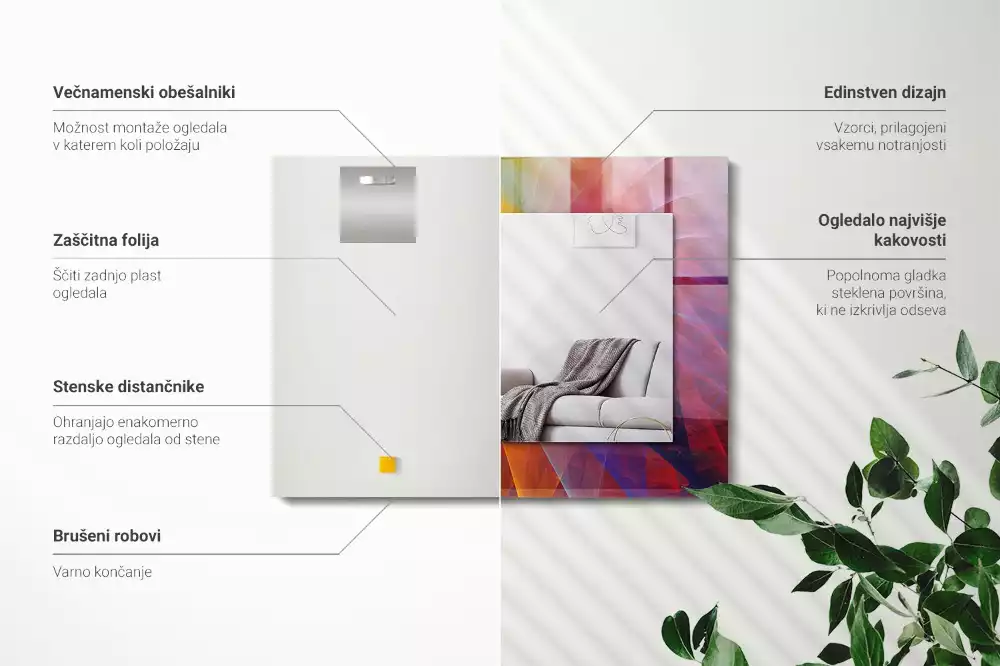 Obdélníkové dekorační zrcadlo Barevná abstraktní spirála