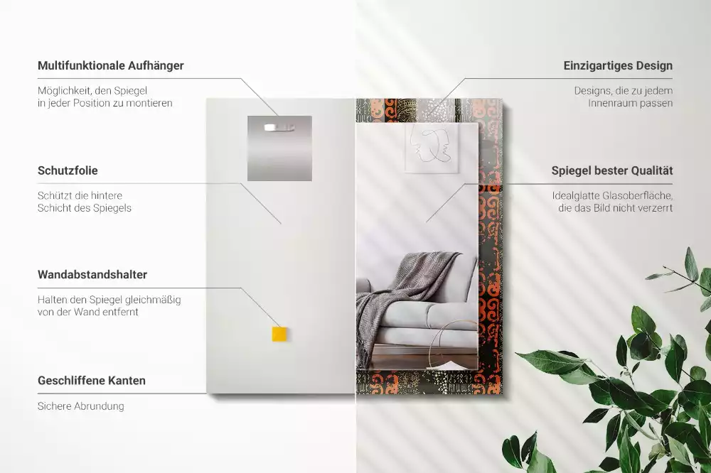 Obdélníkové dekorační zrcadlo Etnický vzor ornament