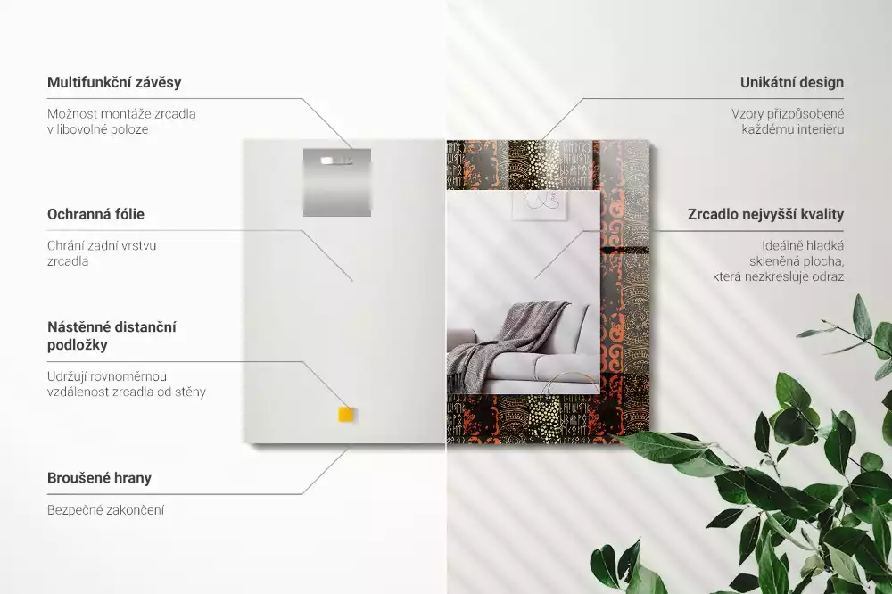 Obdélníkové dekorační zrcadlo Etnický vzor ornament