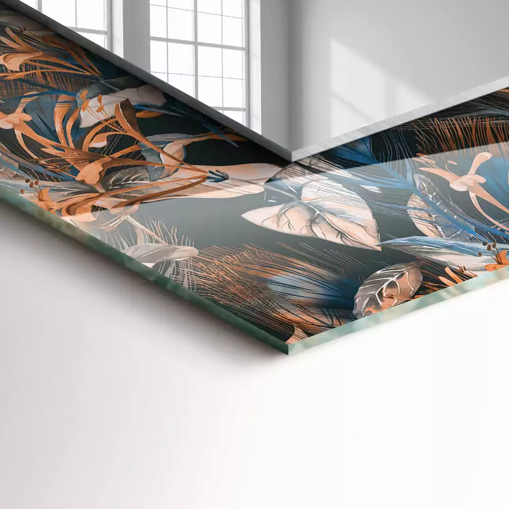 Obdélníkové dekorační zrcadlo Květiny a listy