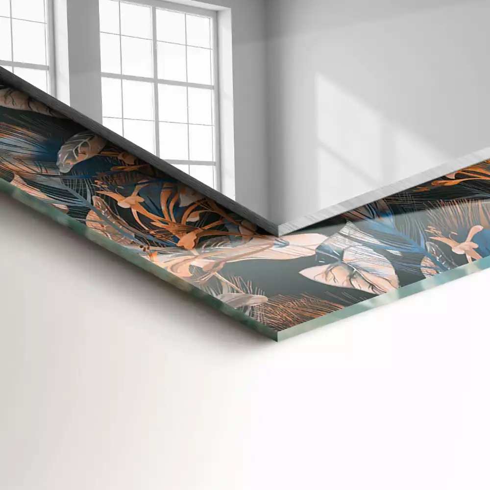 Obdélníkové dekorační zrcadlo Květiny a listy