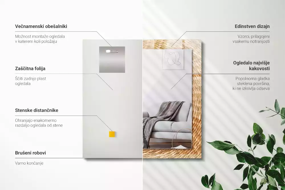 Obdélníkové dekorační zrcadlo Košatina