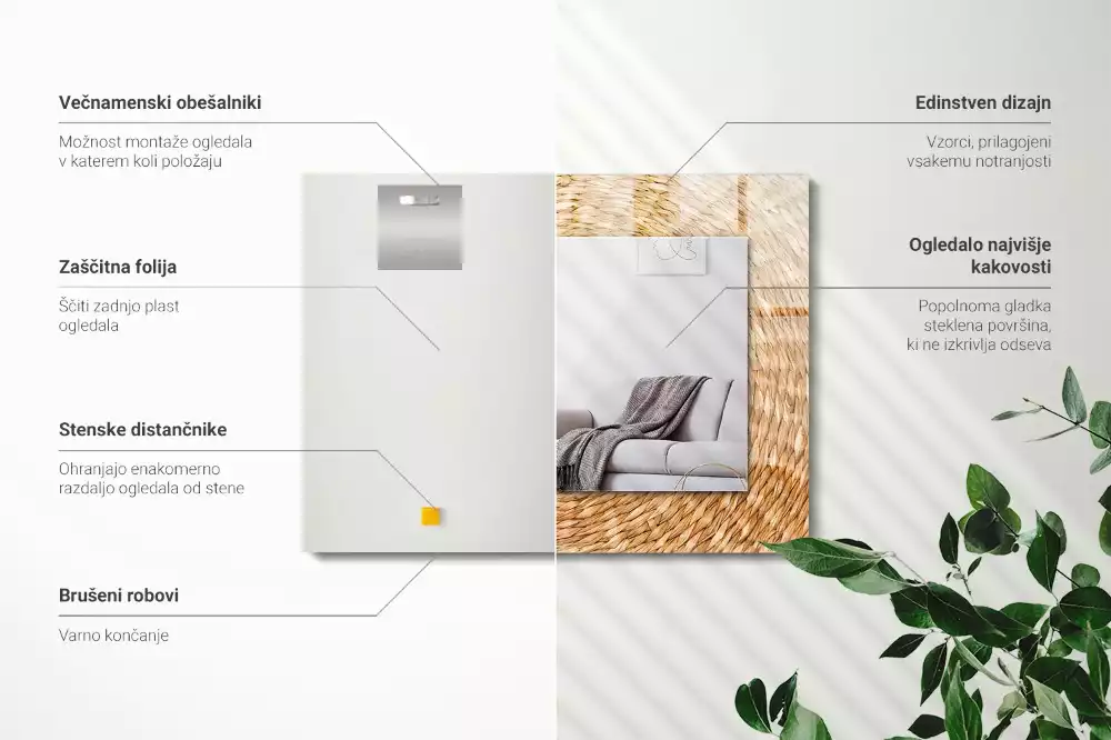 Obdélníkové dekorační zrcadlo Košatina