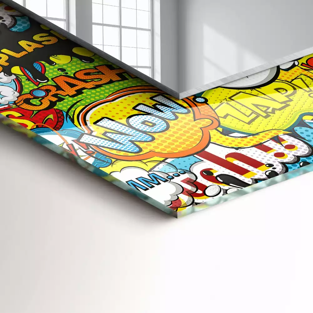 Obdélníkové dekorační zrcadlo Barevné komiksové bubliny