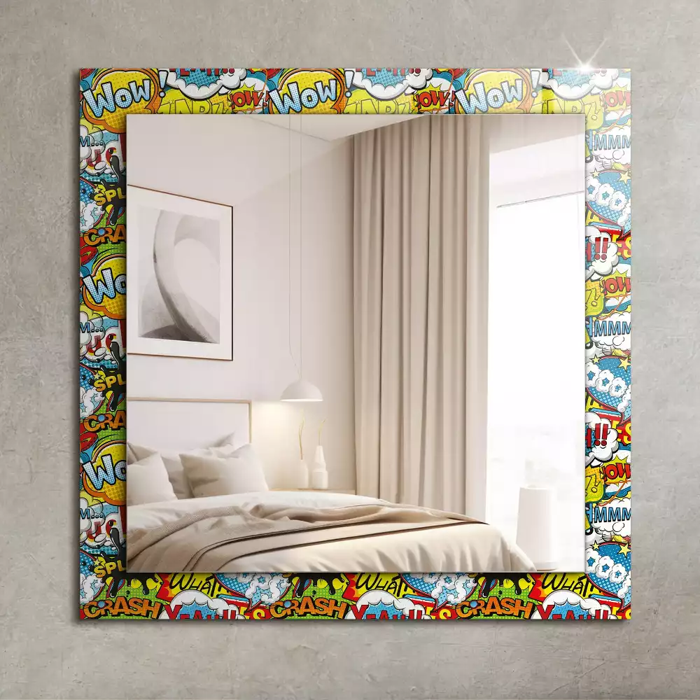 Obdélníkové dekorační zrcadlo Barevné komiksové bubliny