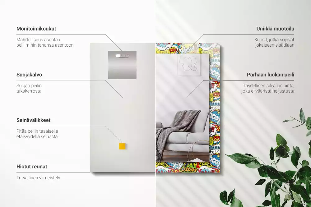 Obdélníkové dekorační zrcadlo Barevné komiksové bubliny