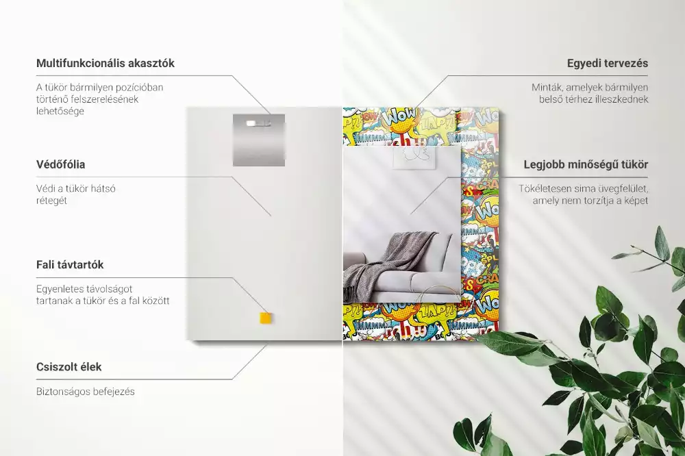 Obdélníkové dekorační zrcadlo Barevné komiksové bubliny