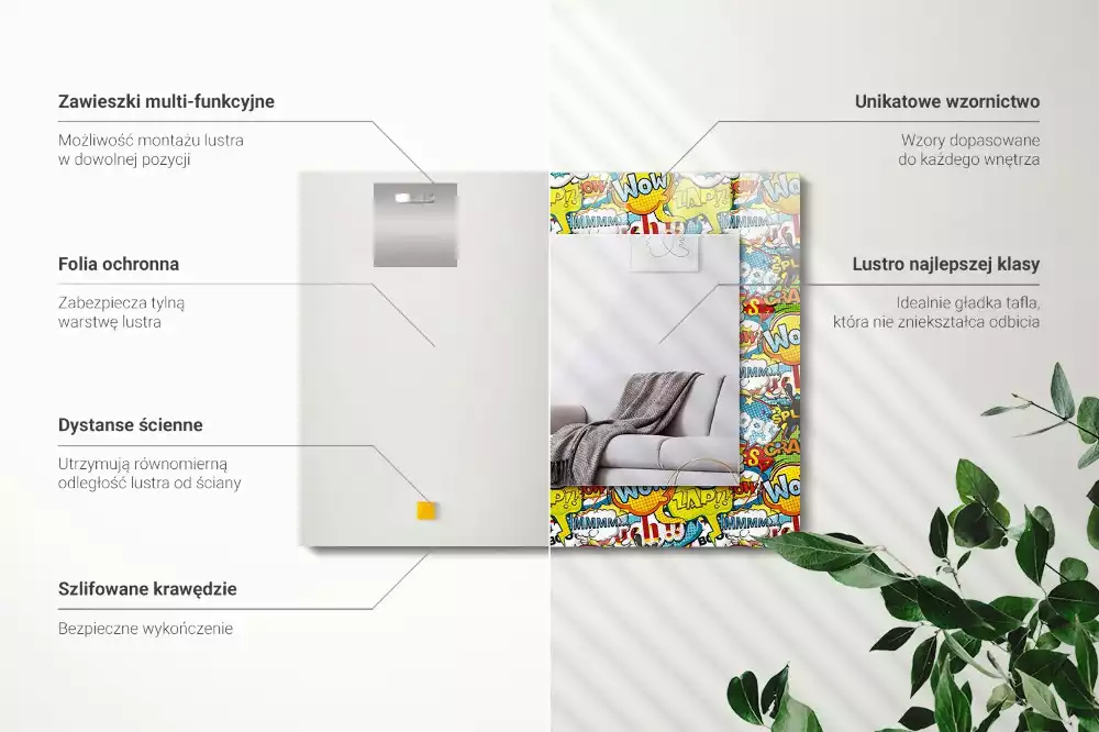 Obdélníkové dekorační zrcadlo Barevné komiksové bubliny