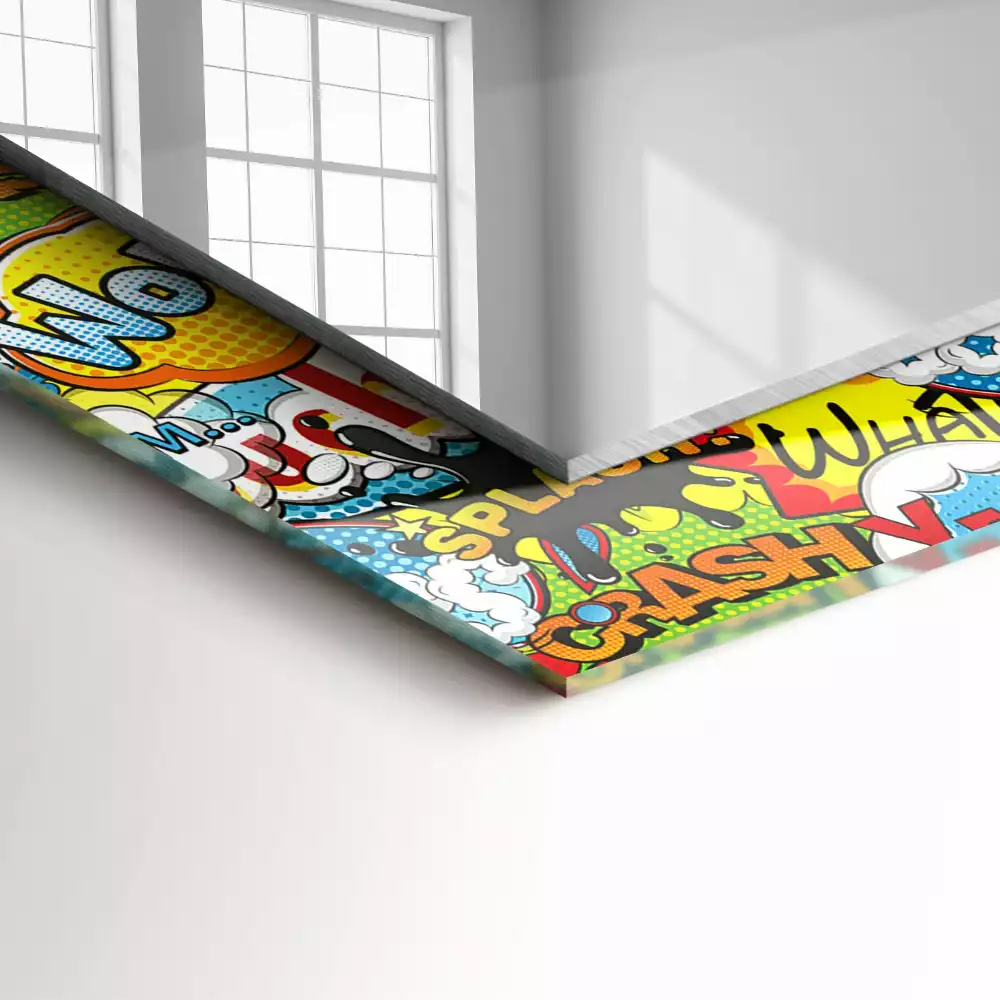 Obdélníkové dekorační zrcadlo Barevné komiksové bubliny