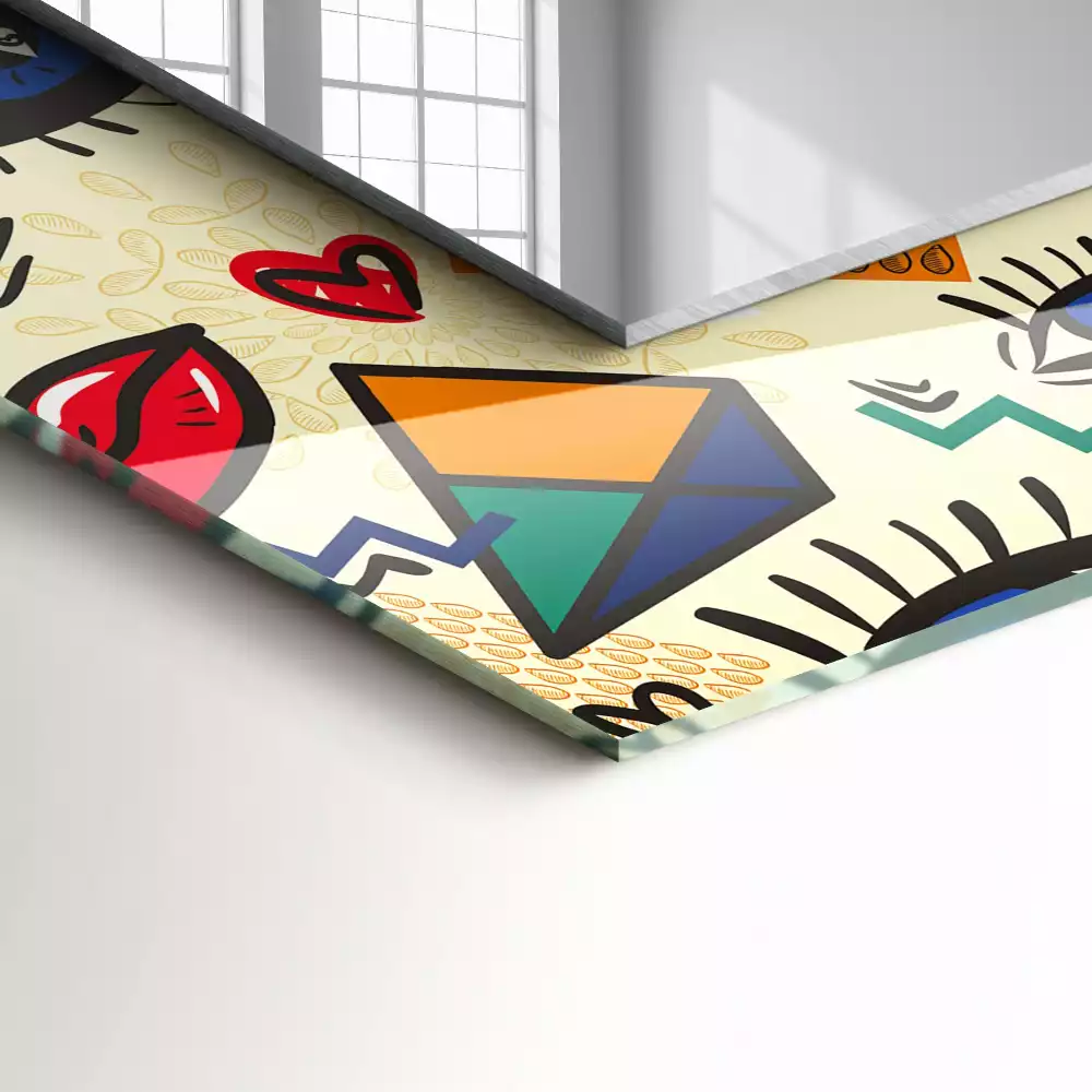 Obdélníkové dekorační zrcadlo Oči tvary úst