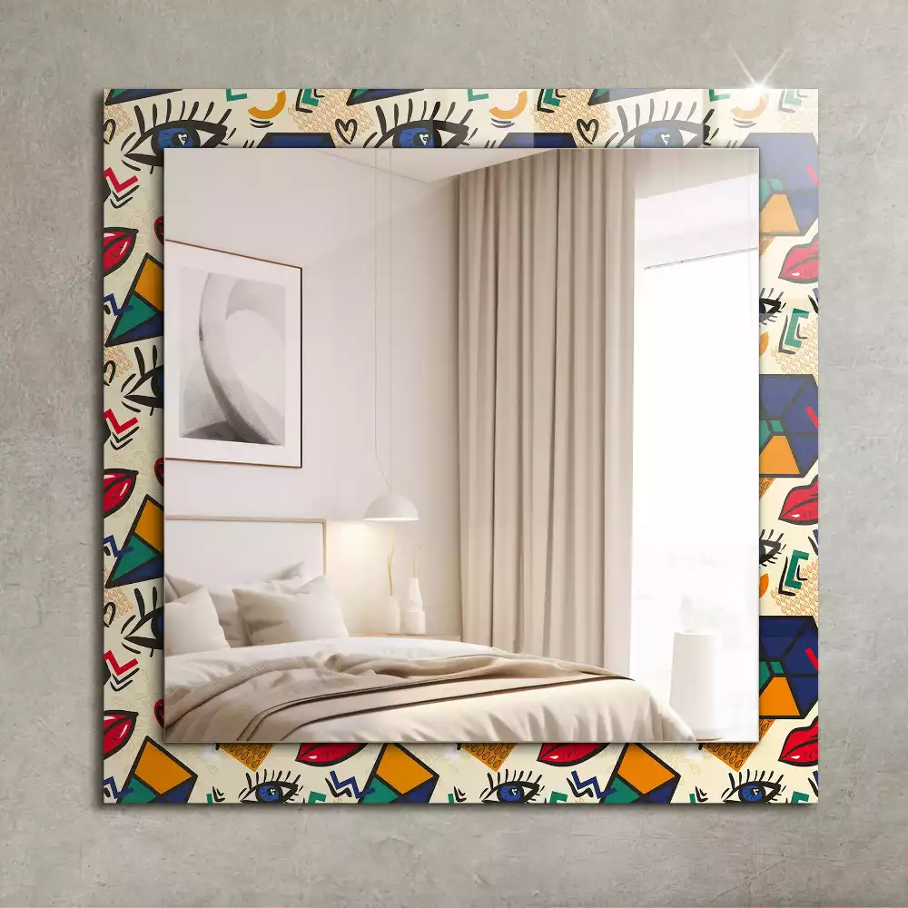 Obdélníkové dekorační zrcadlo Oči tvary úst