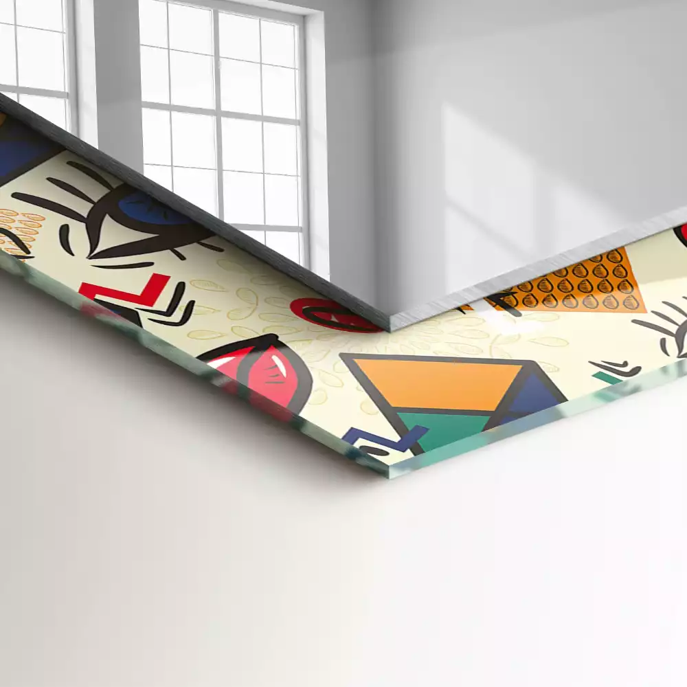 Obdélníkové dekorační zrcadlo Oči tvary úst