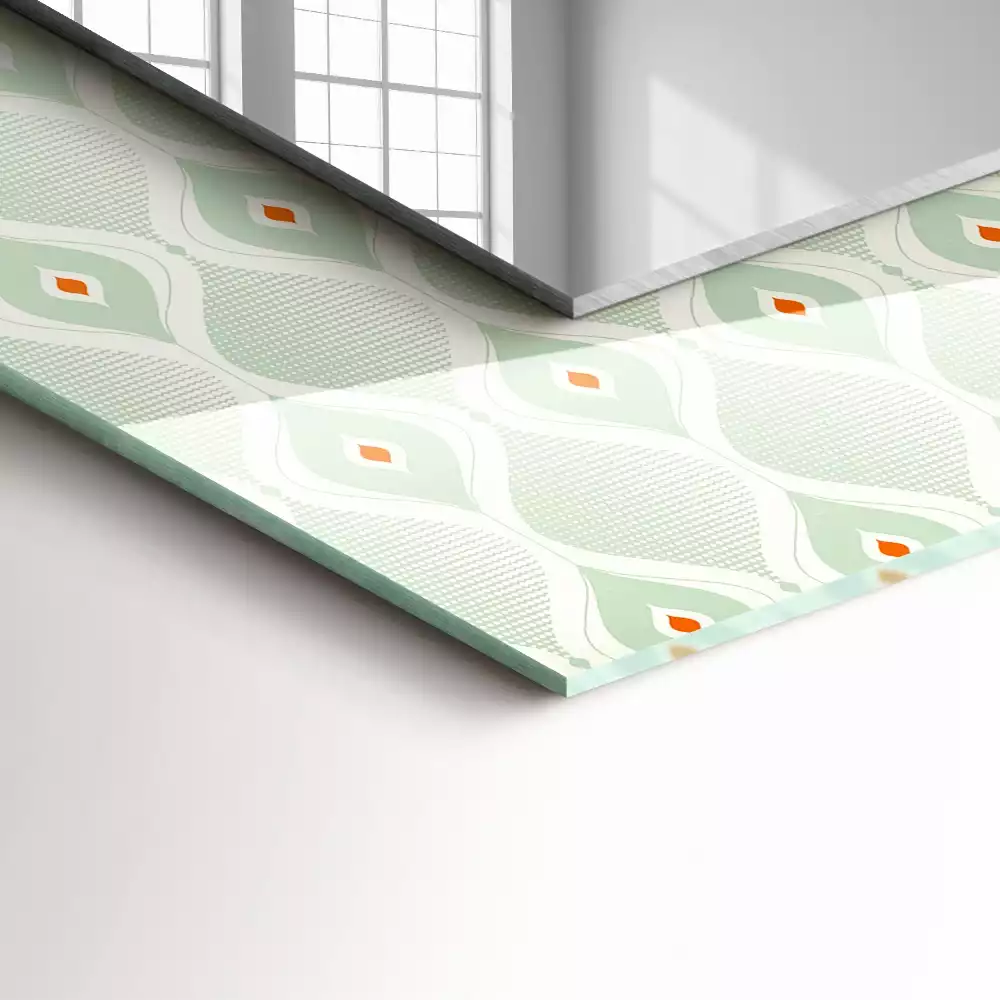 Obdélníkové dekorační zrcadlo Zelený geometrický vzor