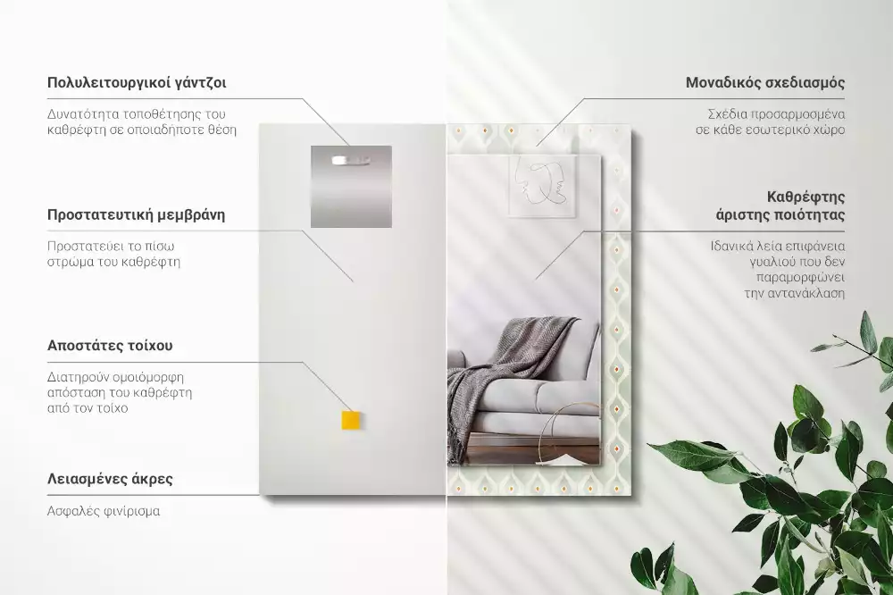 Obdélníkové dekorační zrcadlo Zelený geometrický vzor