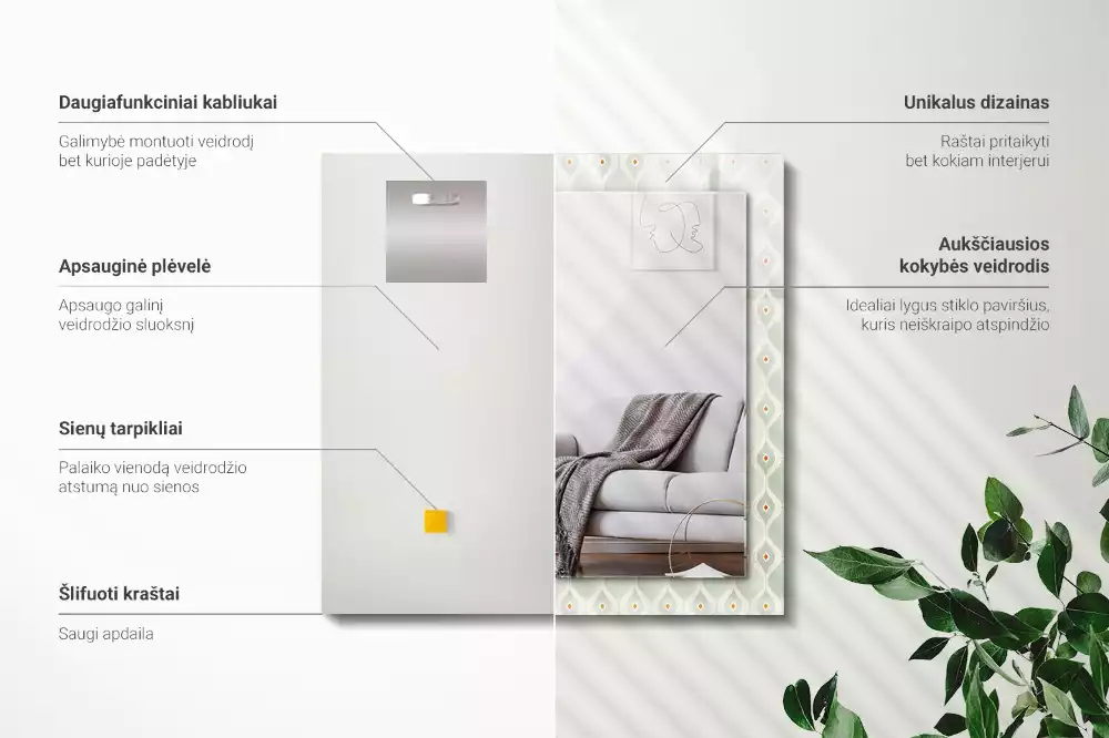 Obdélníkové dekorační zrcadlo Zelený geometrický vzor