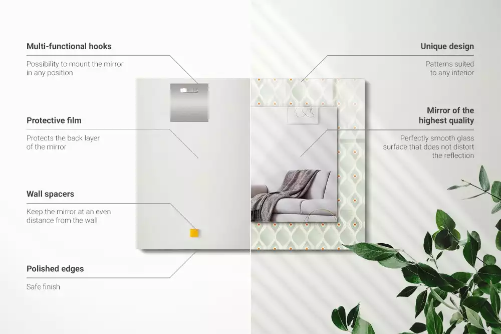 Obdélníkové dekorační zrcadlo Zelený geometrický vzor