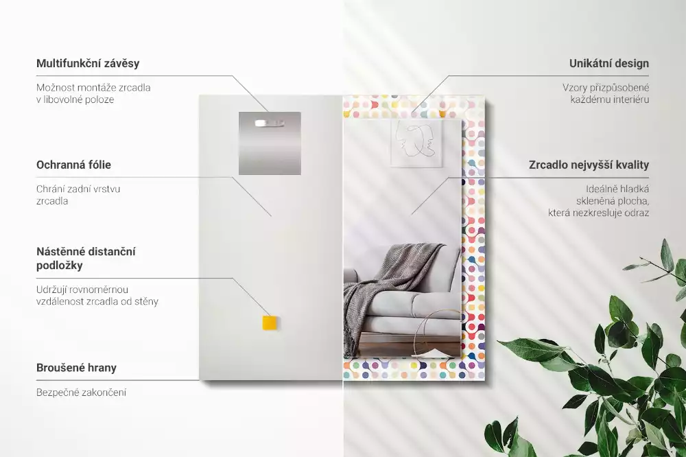 Obdélníkové dekorační zrcadlo Barevný geometrický vzor