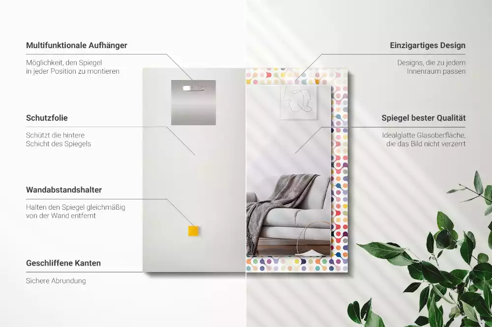 Obdélníkové dekorační zrcadlo Barevný geometrický vzor