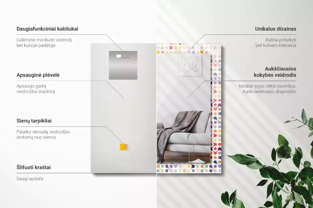 Obdélníkové dekorační zrcadlo Barevný geometrický vzor