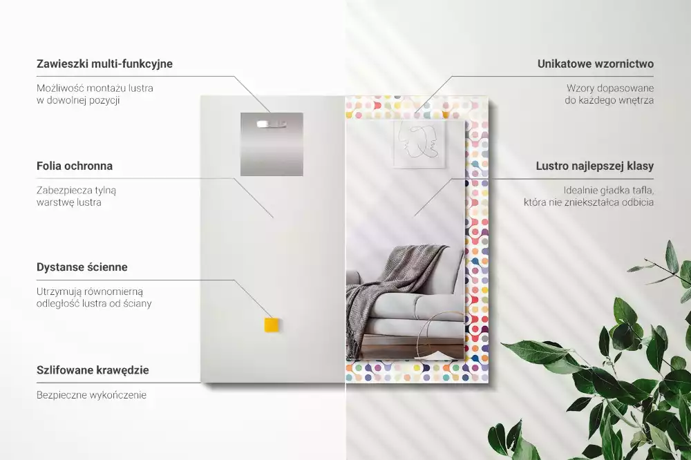 Obdélníkové dekorační zrcadlo Barevný geometrický vzor