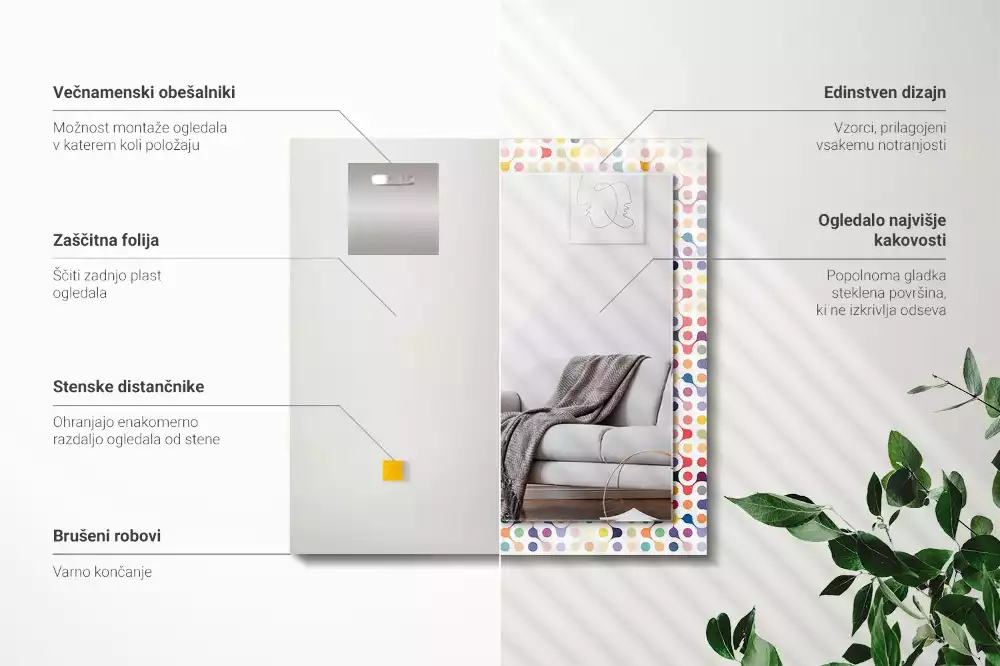 Obdélníkové dekorační zrcadlo Barevný geometrický vzor