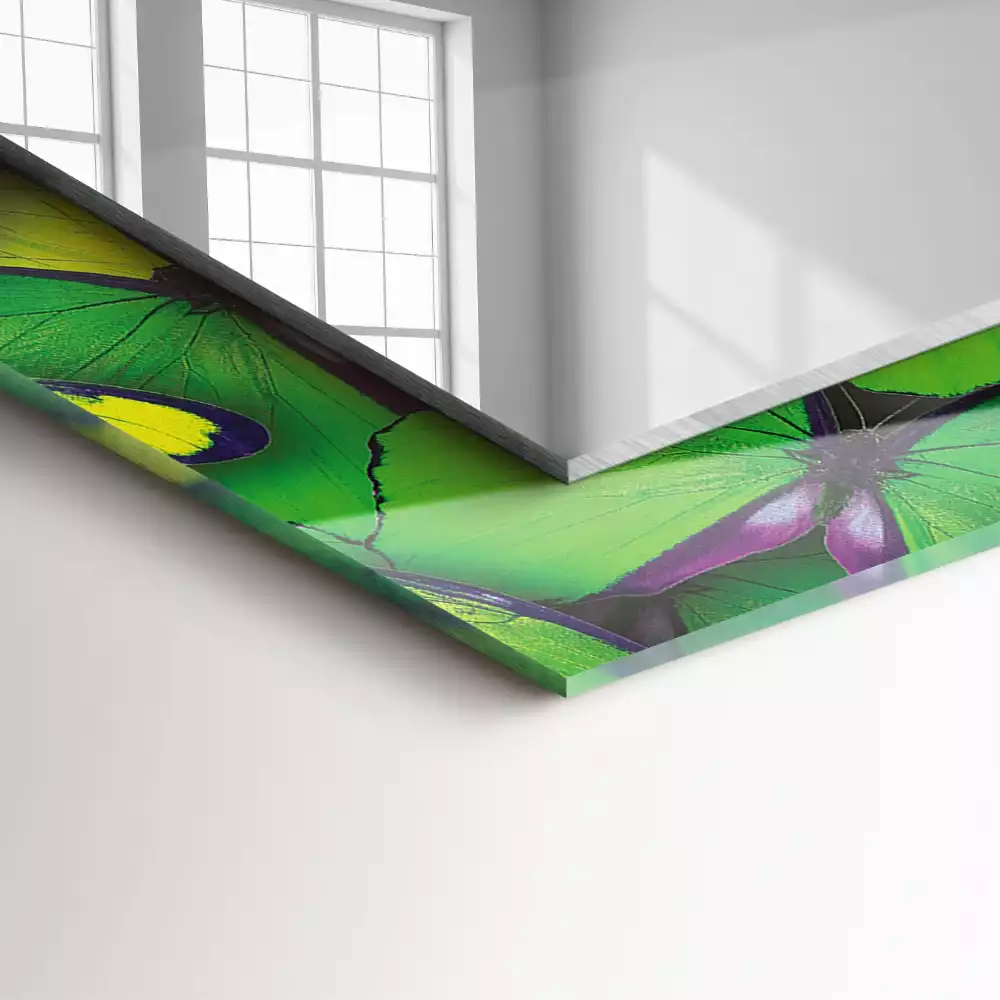 Obdélníkové dekorační zrcadlo Modré a zelené motýly