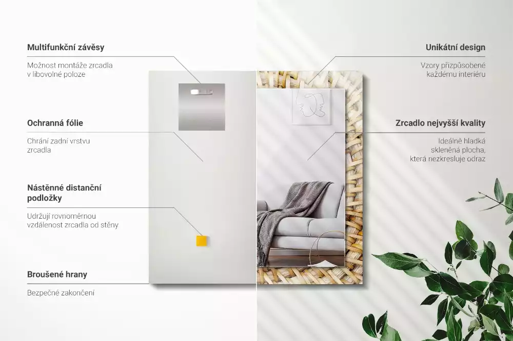 Obdélníkové dekorační zrcadlo Košatina