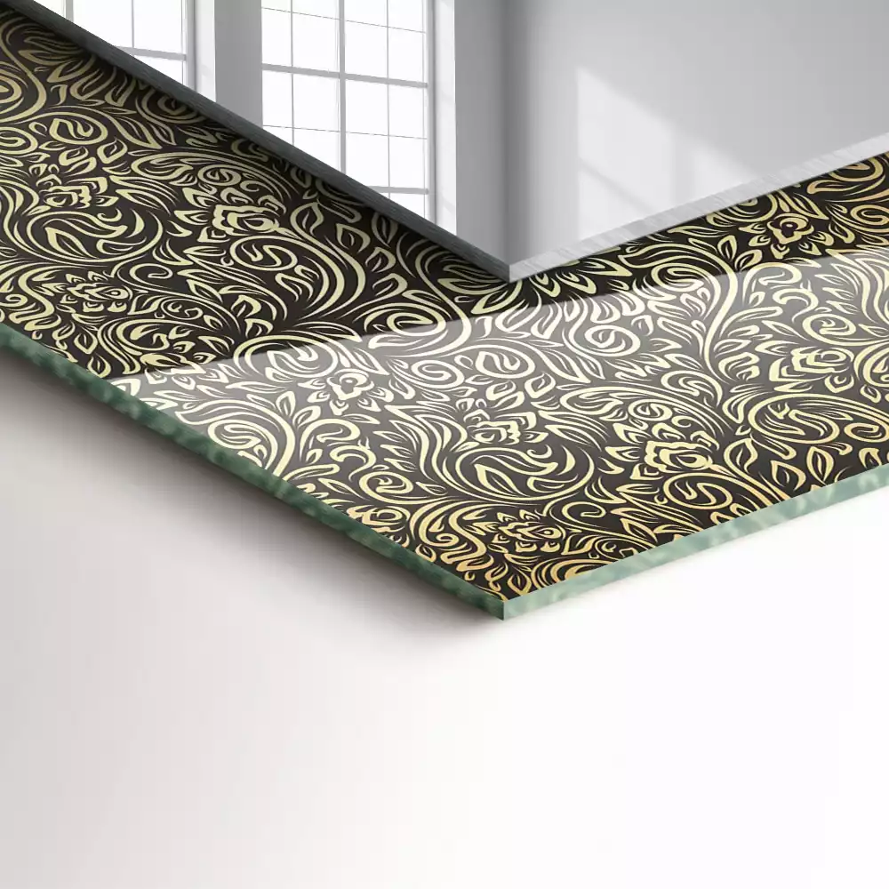 Obdélníkové dekorační zrcadlo Zlatý ozdobný vzor