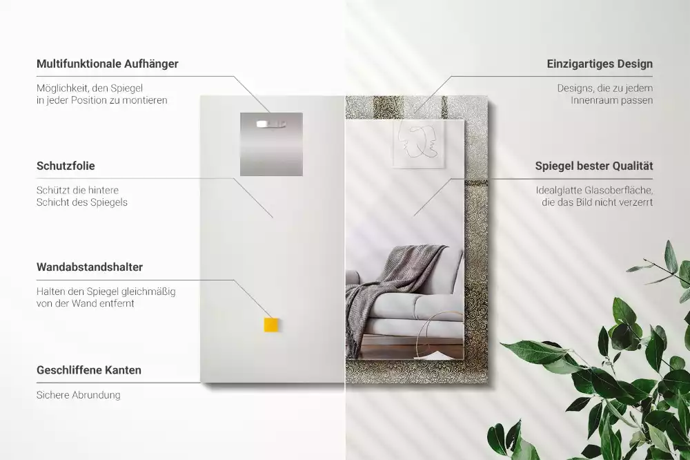 Obdélníkové dekorační zrcadlo Zlatý ozdobný vzor